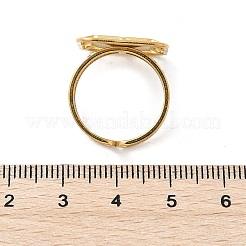 女性用スクエア 304 ステンレススチール ホワイトシェル カフリング  イオンプレーティング（ip）  18KGP本金メッキ  17x17mm  usサイズ6（16.5mm）&nbsp;RJEW-G346-03G-02