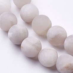 Natural White Agate Bead Strands&nbsp;G-J376-02-8mm