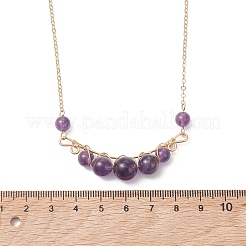 4Pcs 4 Styles Natural Tiger Eye & Rose Quartz & Carnelian & Amethyst Beaded Pea Shaped Pendant Brass Cable Chain Necklaces for Women&nbsp;NJEW-TA00227