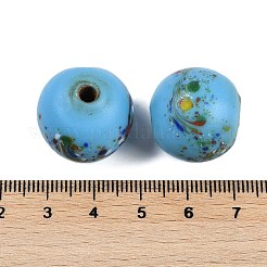 手作りランプワークビーズ  ラウンド  ライトブルー  20.5-21x19-20mm  穴：4mm&nbsp;BLOW-D006-01E