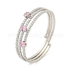Rack Plating Brass Pave Clear Cubic Zirconia Open Cuff Wrap Bangles&nbsp;BJEW-B110-01P
