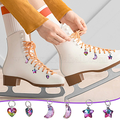 24Pcs 3 Styles Star & Moon & Heart Glass Shoes Charms&nbsp;PALLOY-PH01715