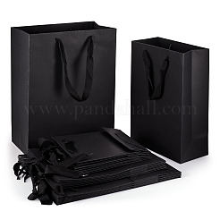 15個 3サイズ長方形紙ギフト収納トートバッグ ハンドル付き  ブラック  6~13x15~25x20~32cm  折りたたみ：20~31x15~25x0.4cm  5pcs /サイズ&nbsp;ABAG-TA0001-73B