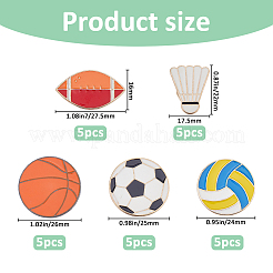 25Pcs 5 Styles Sport Enamel Broochs&nbsp;JEWB-FH0002-70