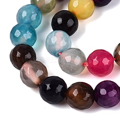 天然石瑪瑙ビーズ連売り  ラウンド  多面カット  染め＆加熱  カラフル  7.5~8mm  穴：0.8~1.2mm  約47~49個/連  13.78~14.96インチ（35~38cm）&nbsp;G-Q606-42A-04
