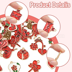 36Pcs 9 Styles Valentine's Day Theme Alloy Enamel Pendants&nbsp;ENAM-FS0002-48-RS