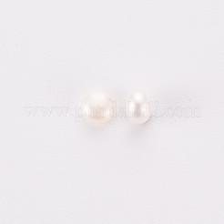 天然な培養された淡水パールビーズ  片穴  ロンデル  フローラルホワイト  3~3.5x2mm  穴：0.8mm  約100ペア/ボード&nbsp;PEAR-P056-048
