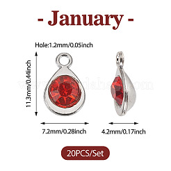 ファセットガラスチャーム20個  プラチナメッキ合金パーツ  ティアドロップ  1月の誕生石チャーム  ヒヤシンス  11.3x7.2x4.2mm  穴：1.2mm&nbsp;RGLA-TADJ0001-01C