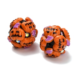 Halloween Theme Polymer Clay Rhinestone Beads with Resin&nbsp;RESI-Z045-02B-04