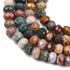 天然オーシャンアゲート/オーシャンジャスパービーズ連売り  ロンデル  多面カット  7.5~8.5x4.8~6mm  穴：1mm  約68~76個/連  14.96~15.35''（38~39センチメートル）&nbsp;G-C259-A32-5x8mm