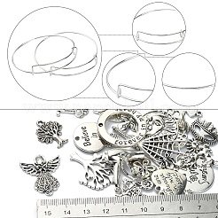 DIY 拡張可能なバングルとチャーム作成キット  アイアンバングル作りも含めて  合金ペンダント  カボチャ & ハート & ツリー & 貝殻 & 象 & クリスマス トナカイ  アンティークシルバー＆シルバー  105個/袋&nbsp;DIY-YW0008-28