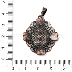 Heart with Oval Brass Pendant Cabochon Settings&nbsp;KK-S521-06RC