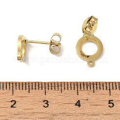 イオンプレーティング（IP）304ステンレススチールスタッドピアス金具  フラットラウンド  ゴールドカラー  12x8.5mm  穴：1.2mm  ピン：0.7x11mm&nbsp;STAS-I206-55G