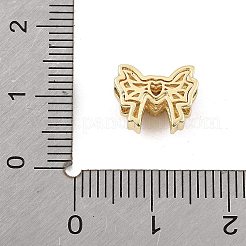 真鍮製マイクロパヴェキュービックジルコニアビーズ  蝶結び  14KGP本金メッキ  8.5x11x5mm  穴：1.6mm&nbsp;LS-KK-K371-48G