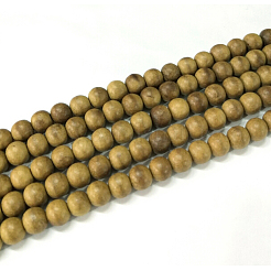 天然クスノキビーズ連売り  ラウンド  染め  6mm  穴：1mm  約64個/連  15.7インチ（40cm）&nbsp;WOOD-P011-08-6mm