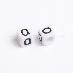 White Cube Letter Acrylic Beads&nbsp;X-PL37C9308-Q