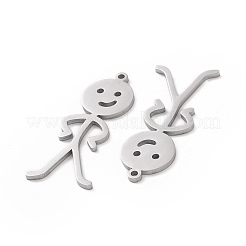 変色しない304ステンレススチールペンダント  人間のチャーム  ステンレス鋼色  37x16x1.5mm  穴：1.4mm&nbsp;LS-STAS-C003-06P