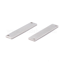 変色しない304ステンレススチールコネクタチャーム  長方形  ステンレス鋼色  35x6x1mm  穴：1.5mm&nbsp;STAS-I188-01P