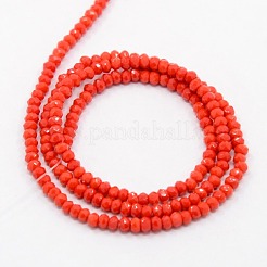 Opaque Solid Color Crystal Glass Faceted Rondelle Beads Strands&nbsp;X-GLAA-F025-A08