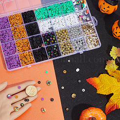 ハロウィンテーマのDIY手作りポリマークレイ＆CCBプラスチックスペーサー＆ABSプラスチック＆アクリルビーズファインディングキット  ミックスカラー  5~9x1~6mm  穴：1.2~2mm&nbsp;DIY-PA0001-08