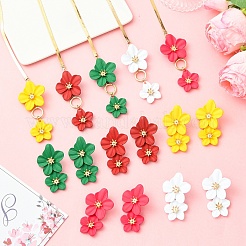 スプレーペイント合金ジュエリーセット  ネックレスとイヤリングを含む  花  グリーン  55x34mm&nbsp;SJEW-YWC0001-01A