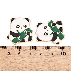 Panda with Bamboo Alloy Enamel Cabochons&nbsp;AL-CBA1A6F-06KCG-C