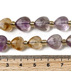 天然石アメトリンビーズ連売り  ハート  シードビーズで  10.5~12x10.5~11x6.5~7mm  穴：1mm  約27~28個/連  14.96~15.35''（38~39センチメートル）&nbsp;G-F799-C01-01