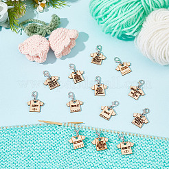 13Pcs 13 Style T-shirt Direction Guide Wood Pendant Locking Stitch Markers&nbsp;HJEW-AB00648