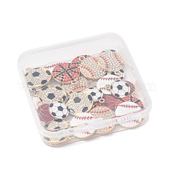 合金エナメルチャーム  ラインストーン付き  スポーツボールチャーム  ライトゴールド  サッカー  17~21.5x13.5~18.5x2~3mm  穴：1.6~2mm  30pc&nbsp;FIND-FS0005-04A
