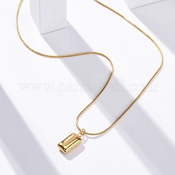 304 Stainless Steel Rectangle Pendant Snake Chain Necklaces for Women Men&nbsp;EJEW-Z044-02G