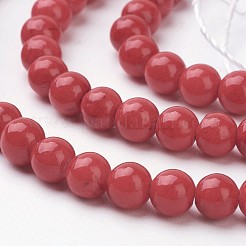 天然石馬山ジェイドラウンドビーズ連売り  染め  レッド  4mm  穴：1mm  約98個/連  15.7インチ&nbsp;X-G-D263-4mm-XS31