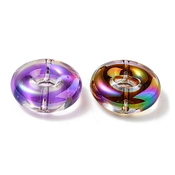 UVメッキレインボー虹色アクリルビーズ  ツートンカラーの二層ビーズ  フラットラウンド  ミッドナイトブルー  29.5x10.5mm  穴：3mm&nbsp;OACR-P010-17