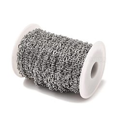 変色しない304ステンレススチールの楕円形リンクチェーン  ハンダ付け  ステンレス鋼色  6.5x3.5x1mm  約25m /ロール&nbsp;CHS-P018-22P