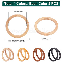 8種類のスタイルの木製財布ハンドル4個  バッグアクセサリー  丸いリング  ミックスカラー  13.5~14cm  2個/スタイル&nbsp;DIY-PH0013-67