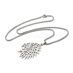 201 Stainless Steel Hollow Cut American Indian Chief Pendant Necklaces&nbsp;LS-NJEW-H065-13P