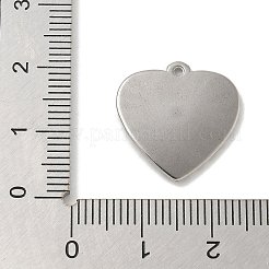 変色防止304ステンレススチールペンダント  ハートチャーム  ステンレス鋼色  19x18x2mm  穴：1.2mm&nbsp;STAS-Q334-23P
