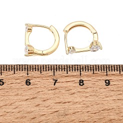 Brass Micro Pave Cubic Zirconia Hoop Earrings&nbsp;KK-CBAD29A-04G