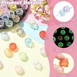 光る透明アクリルビーズキャップ100個  花  暗闇で光る  ミックスカラー  18.5~19x12mm  穴：2mm&nbsp;TACR-CJ0001-76