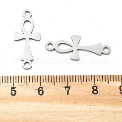 304 ステンレススチール 宗教 アンク クロスリンク コネクタ チャーム  ステンレス鋼色  25x10x1mm  穴：1.8mm&nbsp;STAS-S153-01P