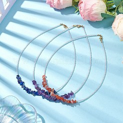 天然宝石チップ付きガラスネックレス  16.50インチ（41.9cm）&nbsp;NJEW-JN04852