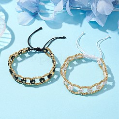 2Pcs 2 Colors Glass Seed Braided Bead Bracelets&nbsp;BJEW-JB10360
