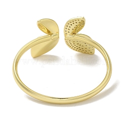 Rack Plating Brass Micro Pave Clear Cubic Zirconia Butterfly Open Cuff Bangles for Women&nbsp;BJEW-P323-06G