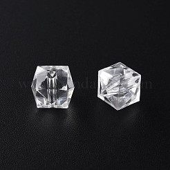 透明なアクリルビーズ  多面カット  キューブ  透明  10x11x11mm  穴：2mm  約670個/500g&nbsp;MACR-S373-132-B01