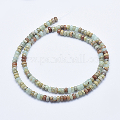 天然アクアテラジャスパービーズ連売り  印象ジャスパー  ロンデル  4~4.5x2~3mm  穴：1mm  約160個/連  15.7インチ（40cm）&nbsp;G-E444-16-4mm