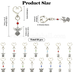 15Pcs 15 Styles Alloy & Glass Pendant Decorations&nbsp;HJEW-YW00508