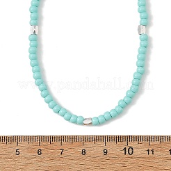 女性用4mmガラスシードビーズネックレス  ステンレス鋼色  ミックスカラー  15.55インチ（39.5cm）&nbsp;NJEW-JN06543