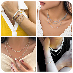 DIY 304 ステンレススチール リンクチェーン ブレスレット/ネックレス作成キット  ステンレス鋼色  12x4x1mm&nbsp;DIY-TA0012-41B