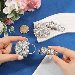 2Pcs Flower Alloy Rhinestone Snap Lock Clasps&nbsp;FIND-FH0018-22A