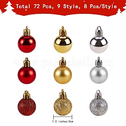 3 Boxes 3 Style Christmas Ball Plastic Ornaments&nbsp;AJEW-SZ0001-86