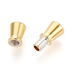 925スターリングシルバーネジ式クラスプ  s925スタンプあり  ゴールドカラー  10x4mm  穴：1mm&nbsp;STER-T008-50G-01
